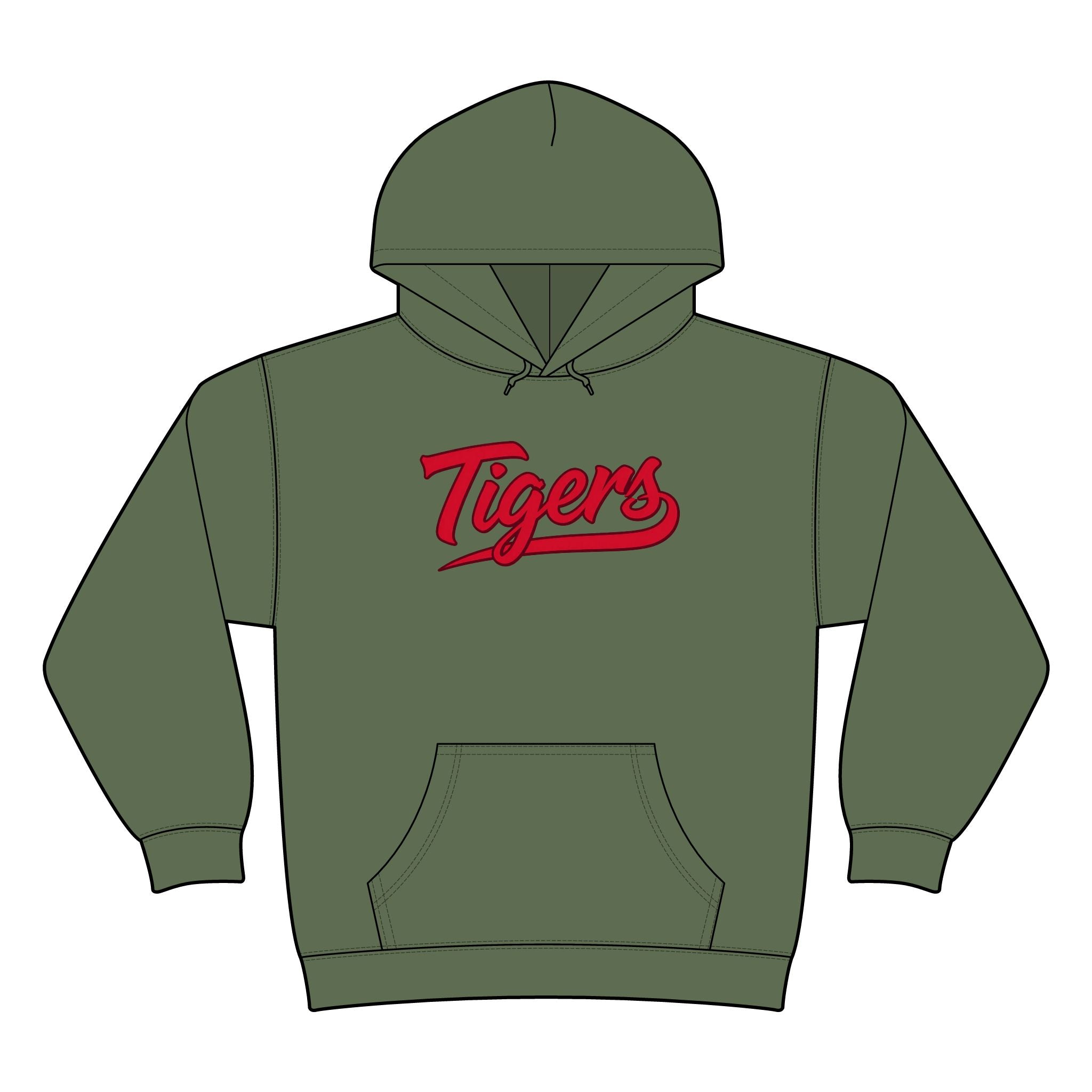 Tigers Script Camo Hoodie - Red Classic Script Pullover