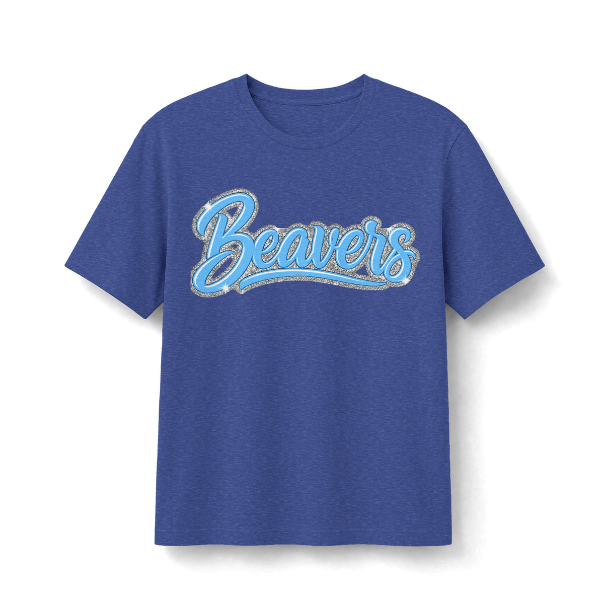 Beavers Columbia Blue & Silver Sparkle Script Tee