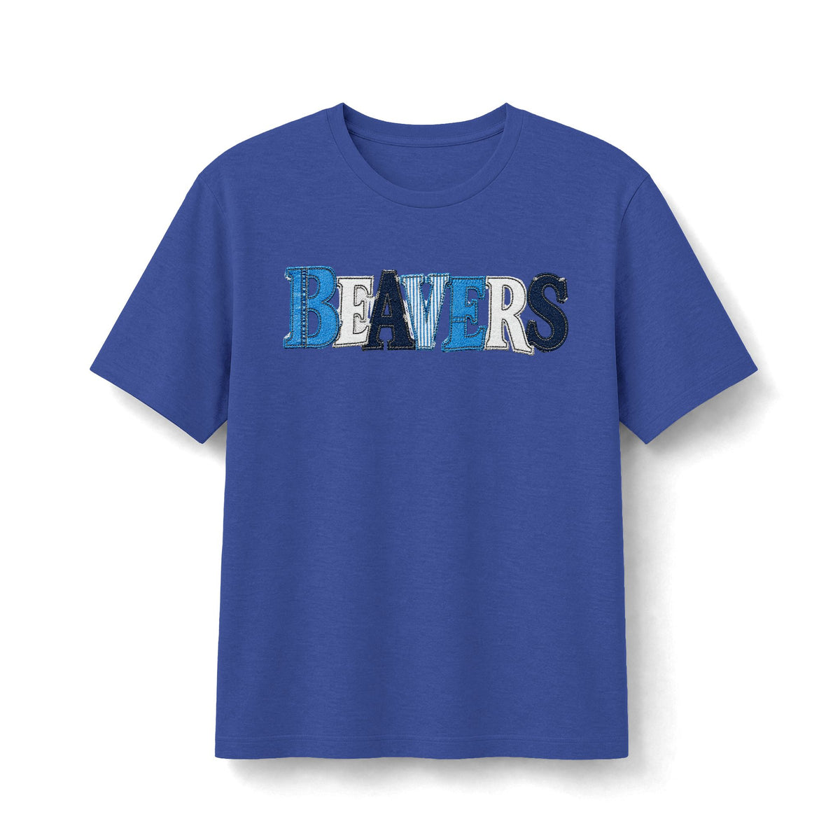 Beavers Denim Patchwork Tee - Bella+Canvas Heather CVC