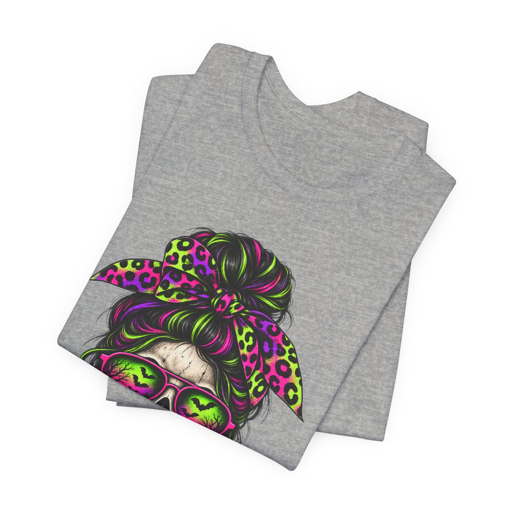 Neon Skeleton Girl T-Shirt - Colorful Halloween Graphics Tee