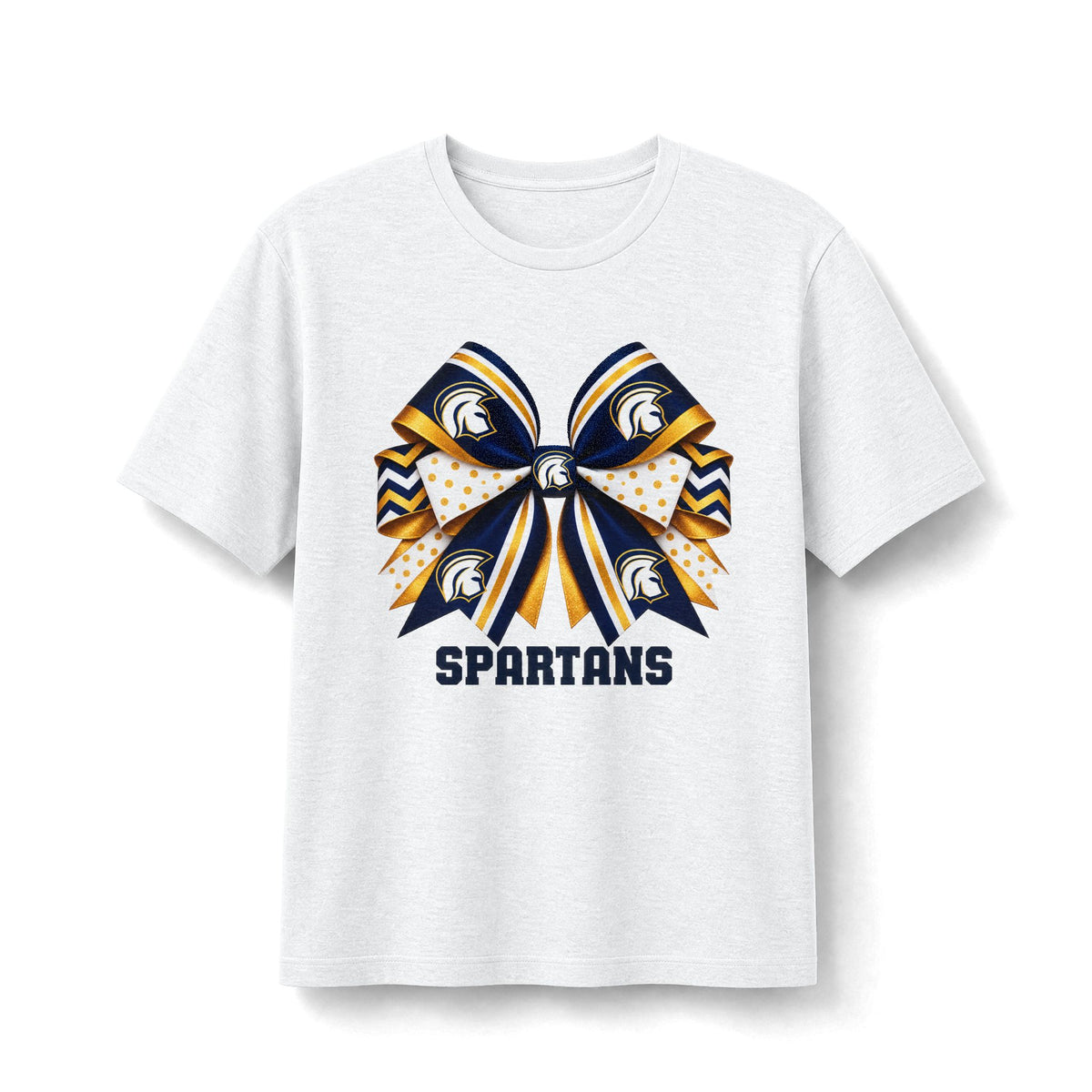 Academy of Blanchard Spartans Bow T-Shirt - Navy and Gold School Tee