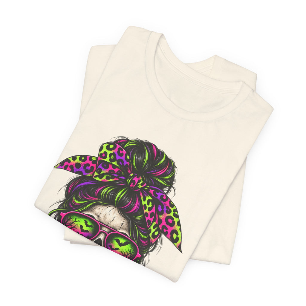 Neon Skeleton Girl T-Shirt - Colorful Halloween Graphics Tee