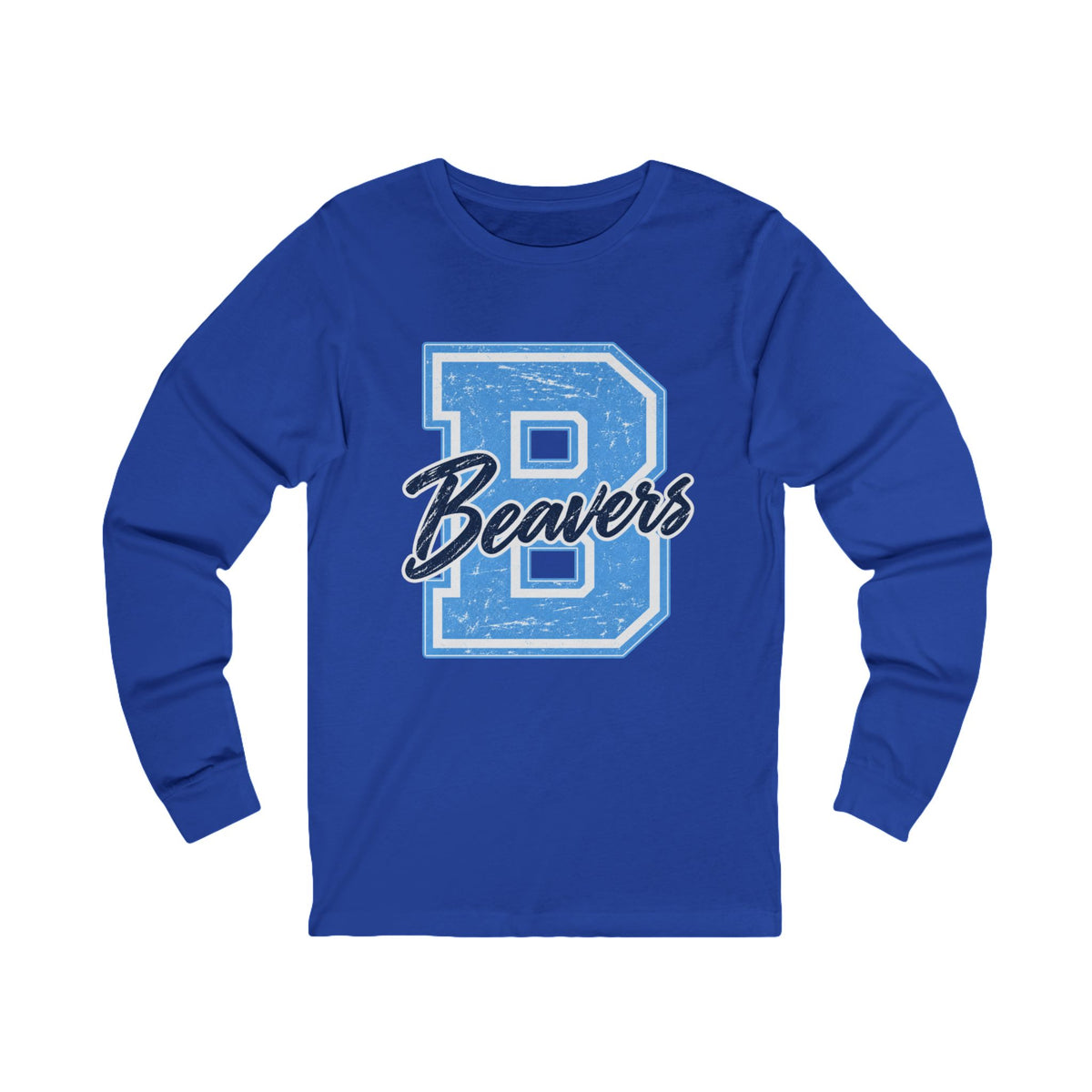 Beavers Distressed Letterman Long Sleeve Tee