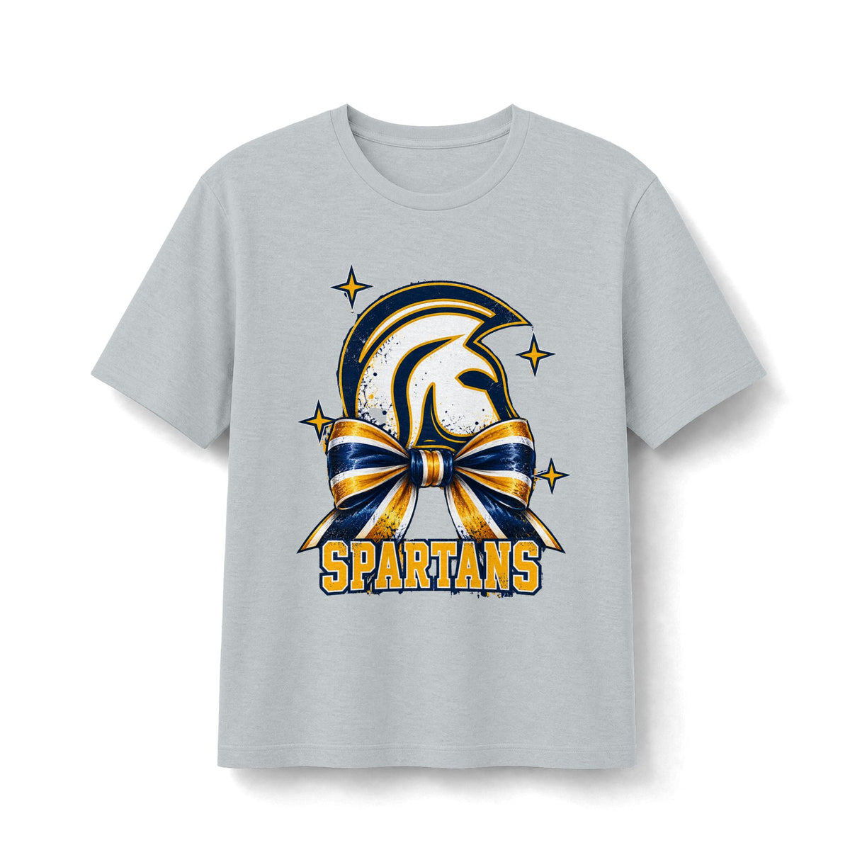 Academy of Blanchard Spartans Bow T-Shirt Navy and Gold Mascot Tee