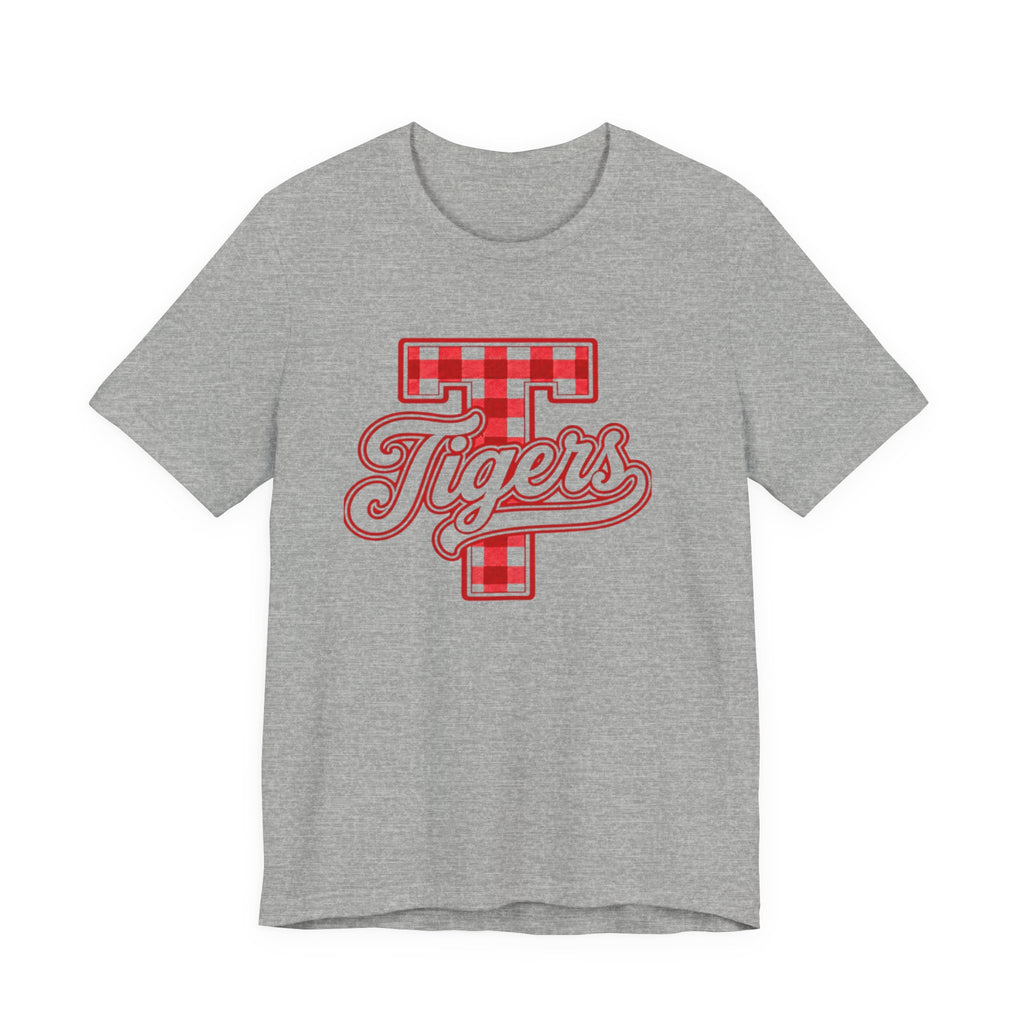 Tigers Plaid Varsity Tee - Preppy Script T-Shirt