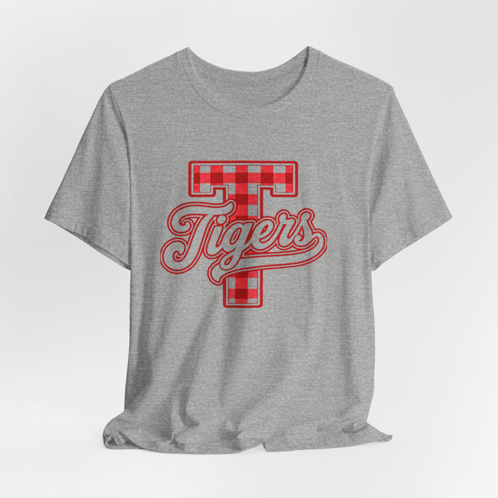 Tigers Plaid Varsity Tee - Preppy Script T-Shirt