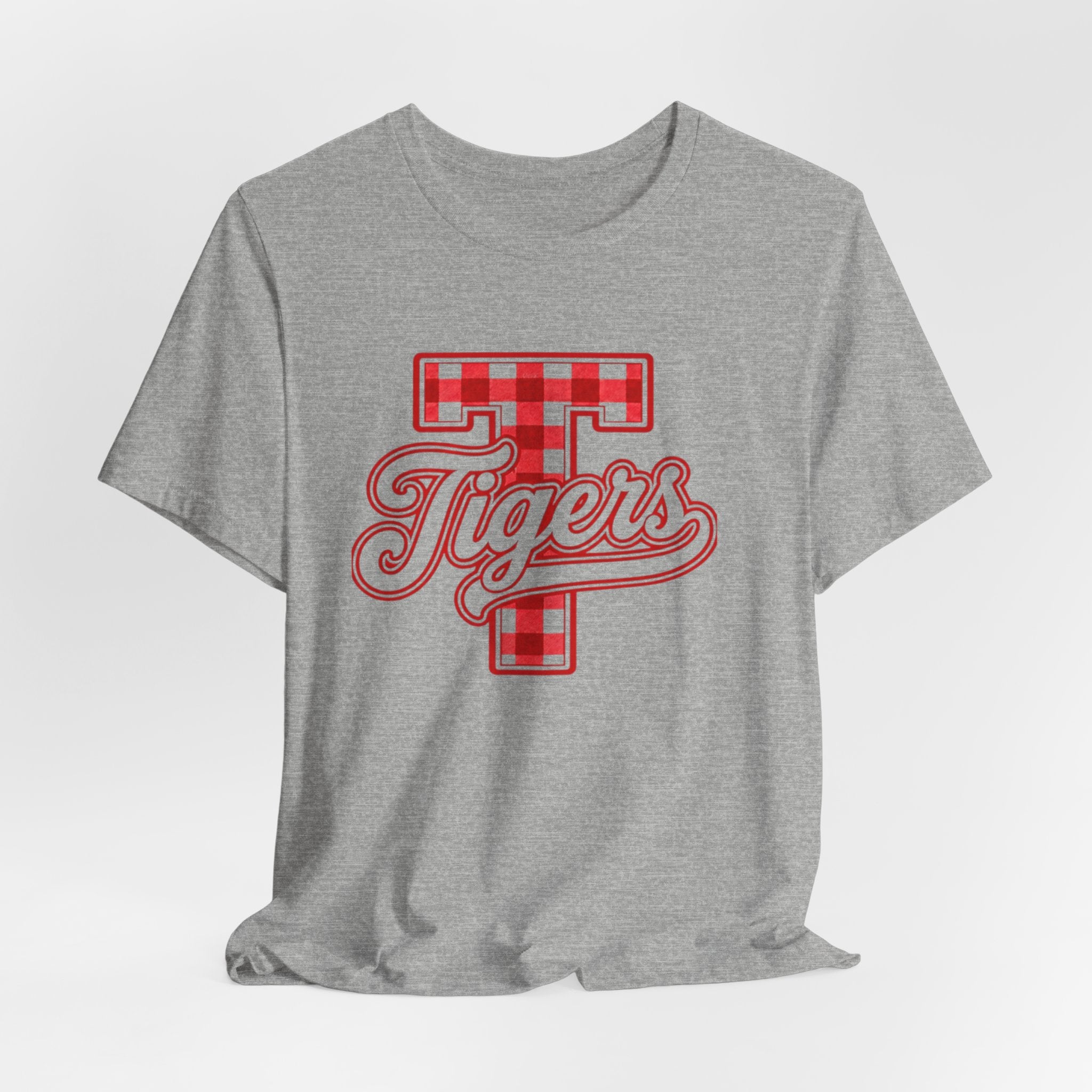 Tigers Plaid Varsity Tee - Preppy Script T-Shirt