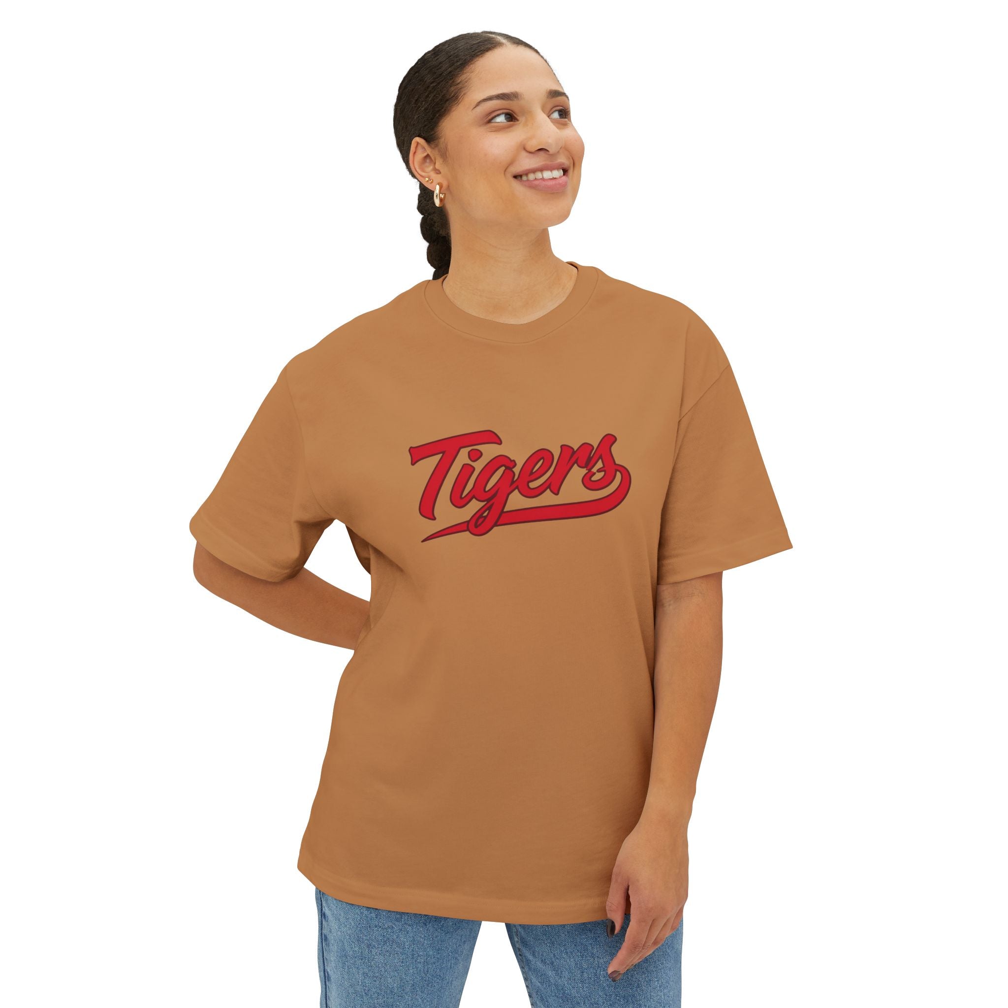 Tigers Script Tee | White oversized boxy T-shirt