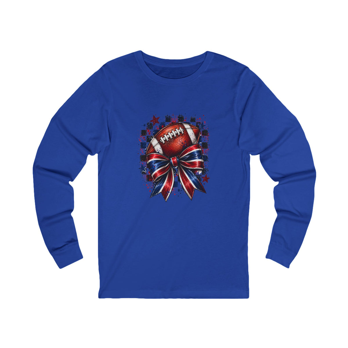 Bruins Football Bow Long Sleeve Tee - Red and Royal Game Day Shirt