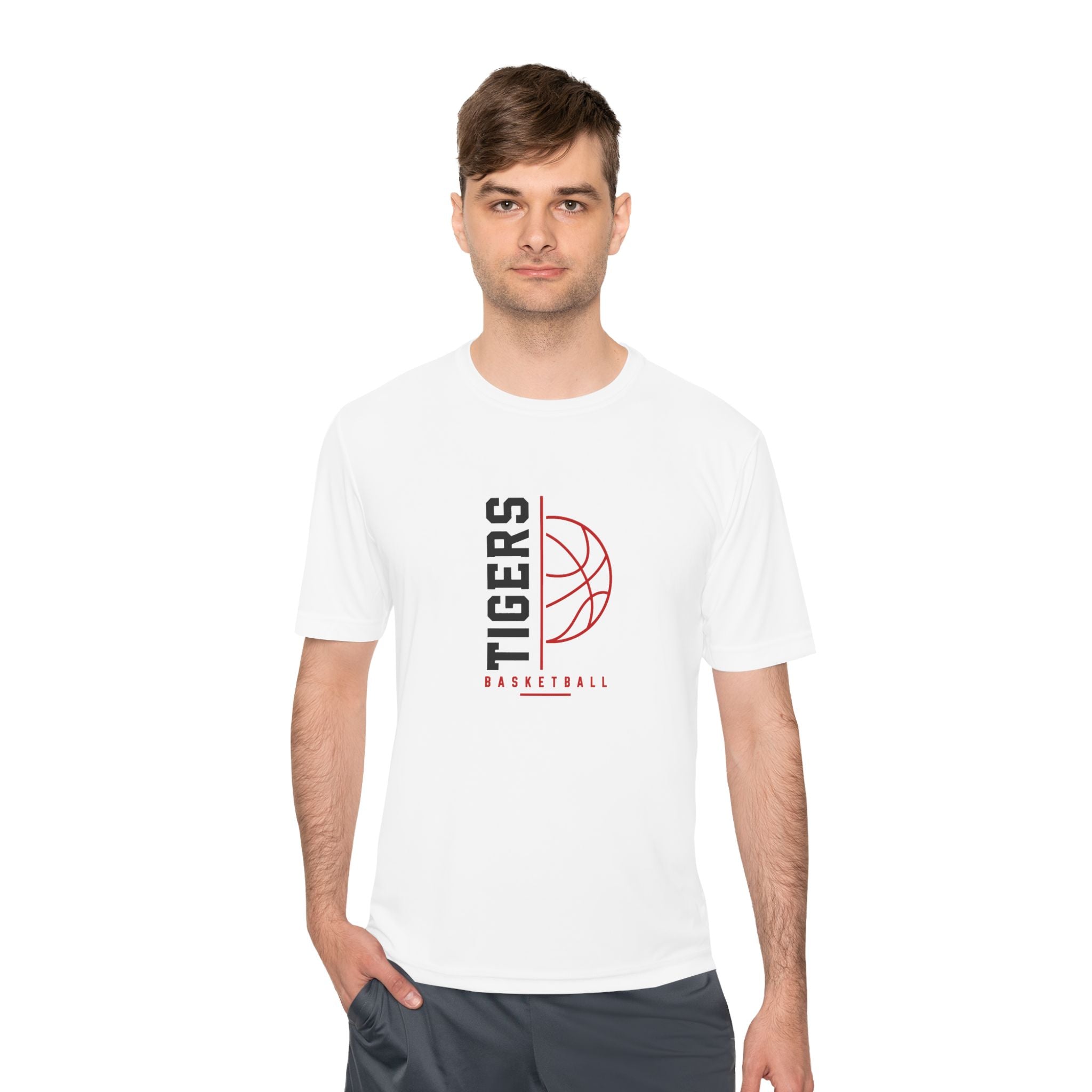 Tigers Basketball Tee - Vertical Logo Moisture-Wicking Shirt