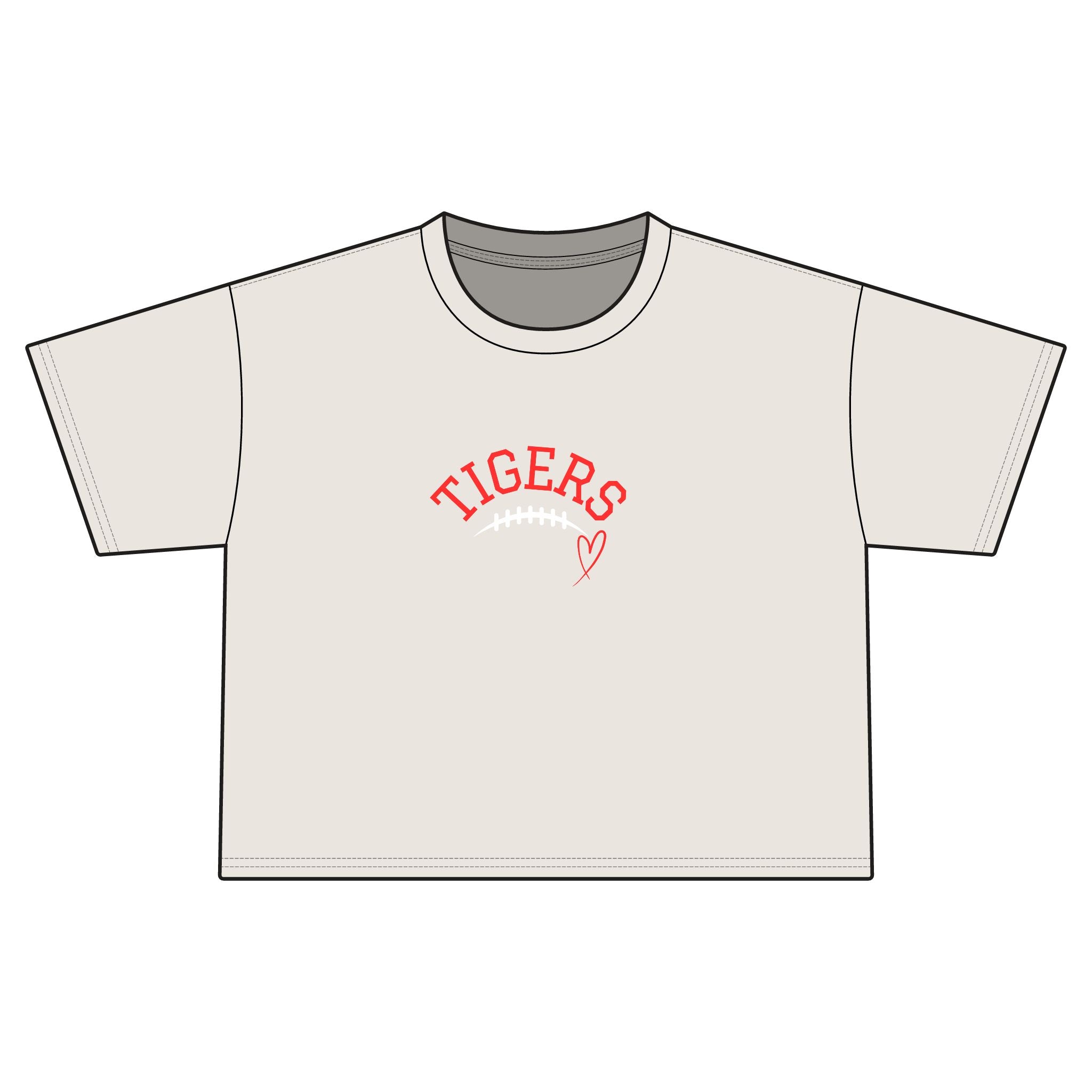 Tigers Football Heart Women's Jersey Crop Tee