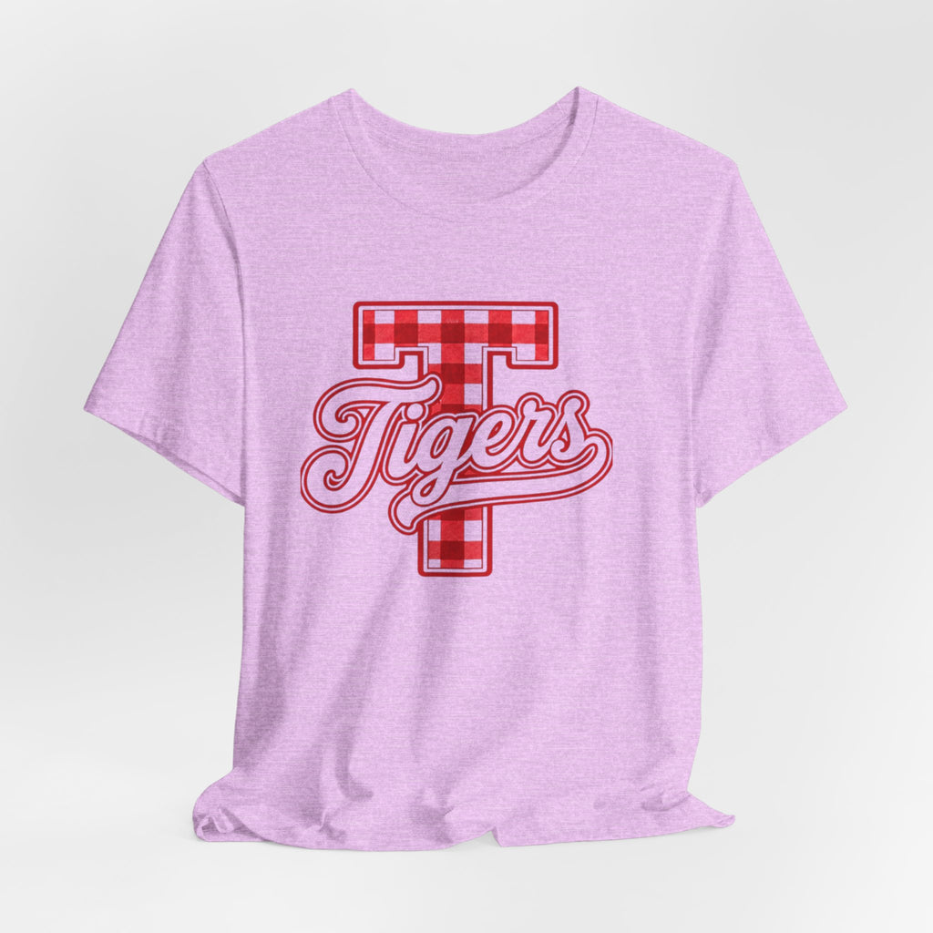 Tigers Plaid Varsity Tee - Preppy Script T-Shirt
