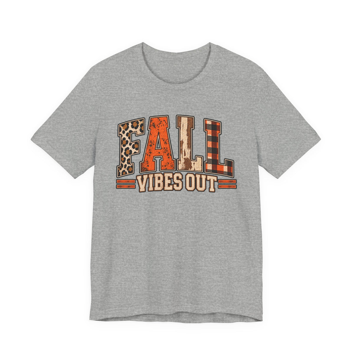 Fall Vibes Out T-Shirt - Leopard, Plaid & Rustic Autumn Tee