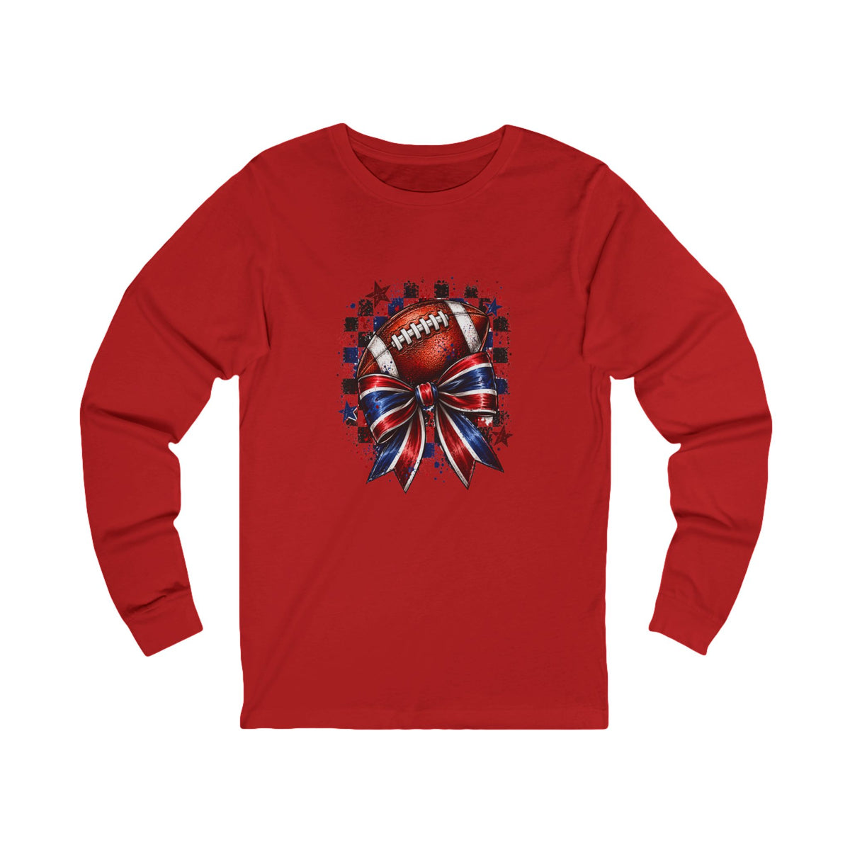 Bruins Football Bow Long Sleeve Tee - Red and Royal Game Day Shirt