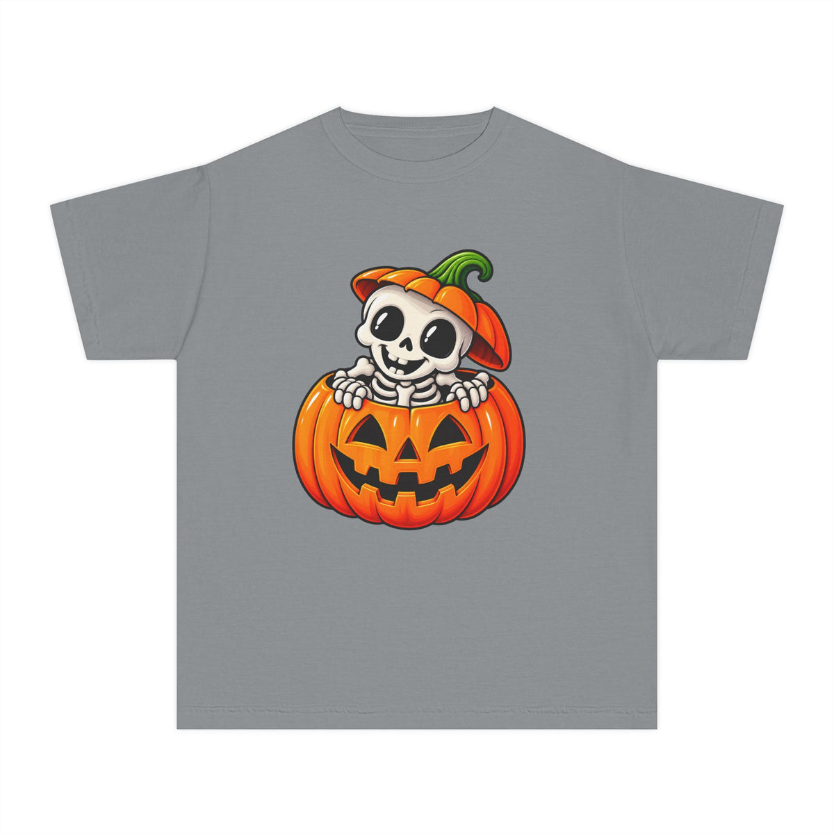 Pumpkin Bones Halloween T-Shirt - Cute Skeleton Youth Tee