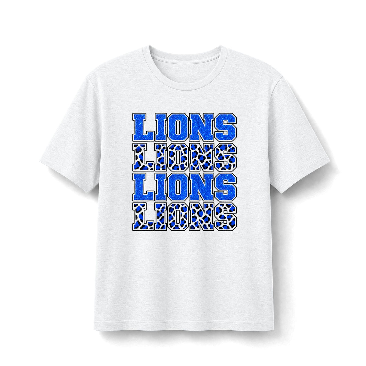 Stacked Lions Glitter Effect & Leopard Bella+Canvas CVC Tee