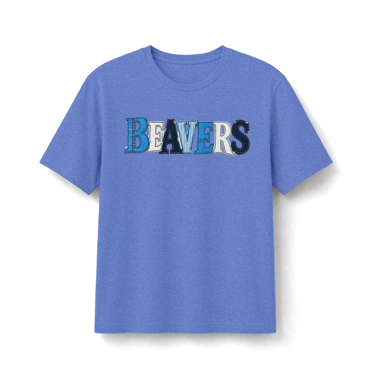 Beavers Denim Patchwork Tee - Bella+Canvas Heather CVC