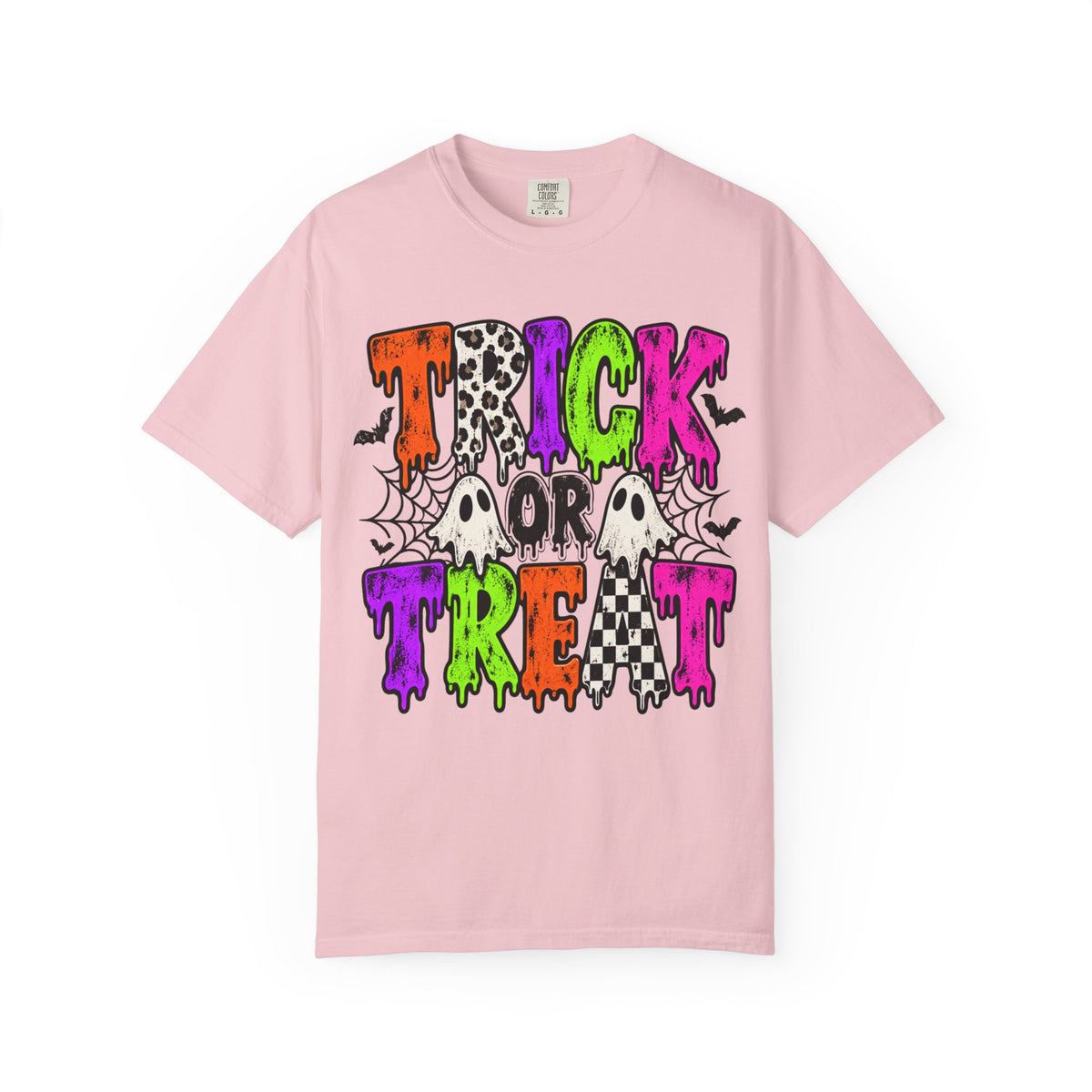 Trick or Treat Halloween Tee - Retro Ghost & Checkerboard T-Shirt