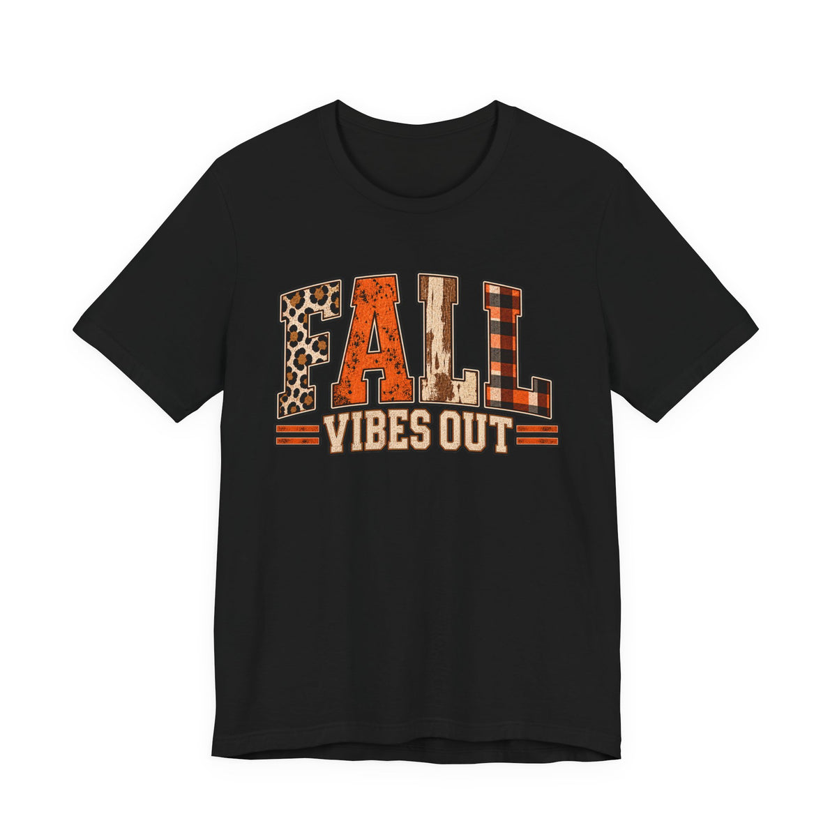 Fall Vibes Out T-Shirt - Leopard, Plaid & Rustic Autumn Tee