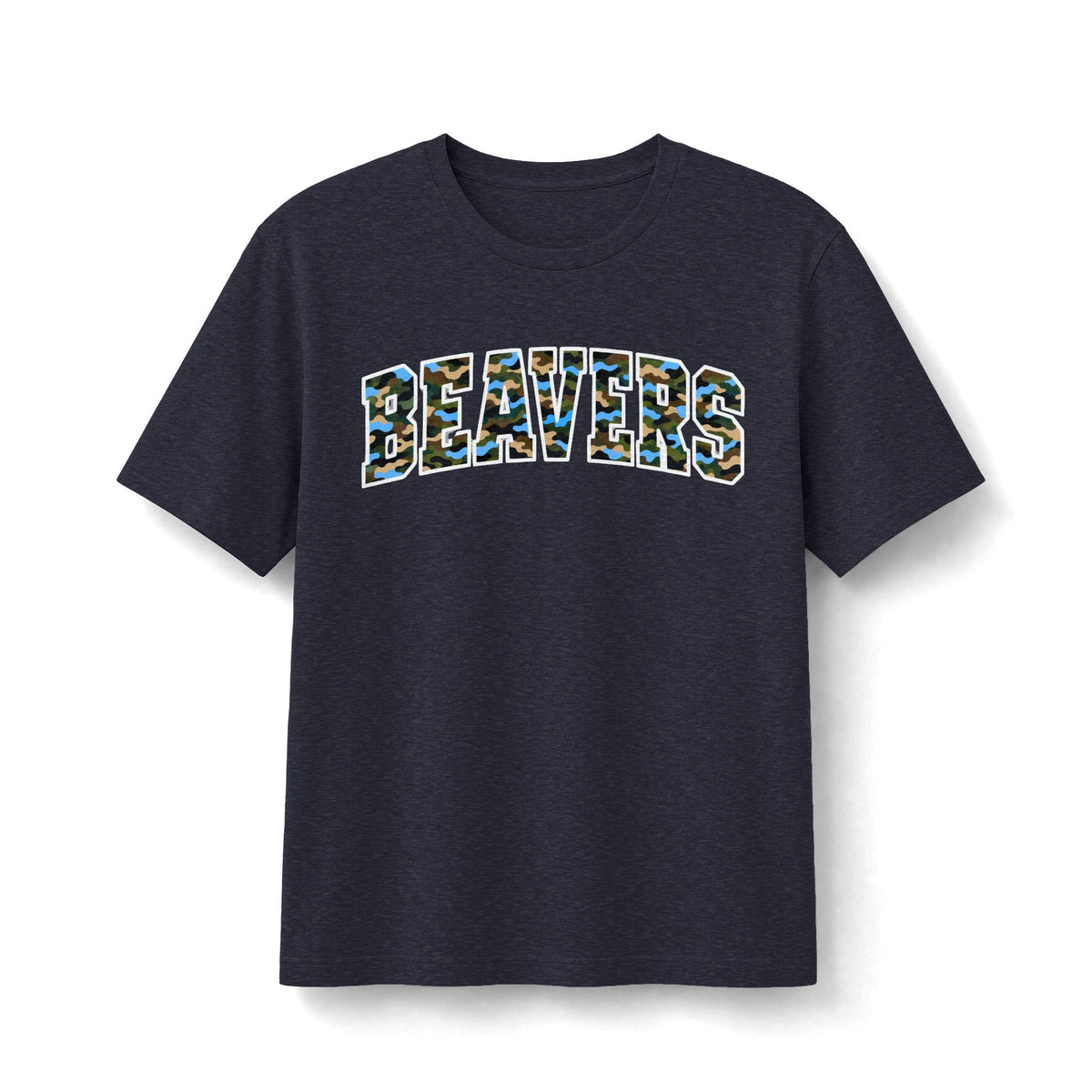 Beavers Columbia Blue Camo Tee - Bella+Canvas