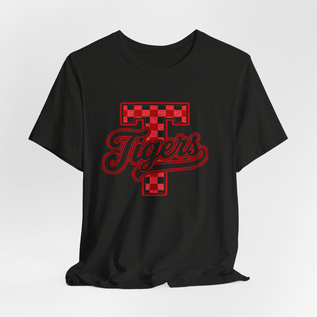 Tigers Plaid Varsity Tee - Preppy Script T-Shirt