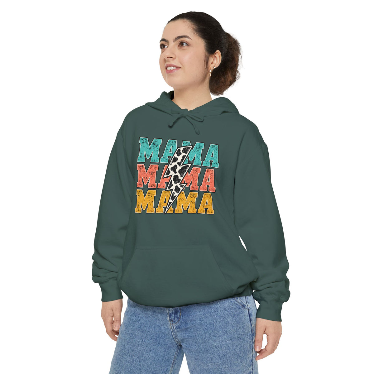 Retro MAMA Cow Print Hoodie
