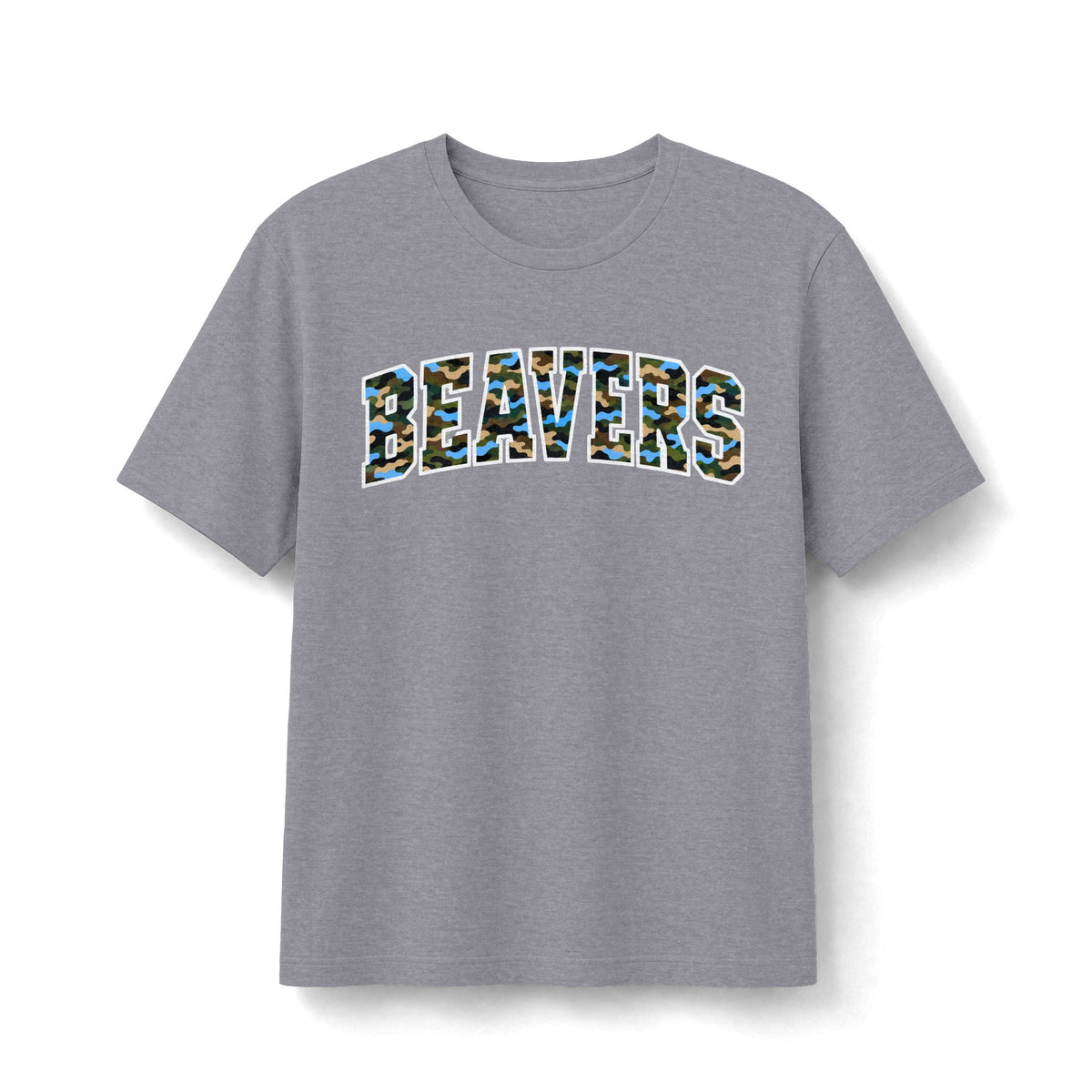 Beavers Columbia Blue Camo Tee - Bella+Canvas