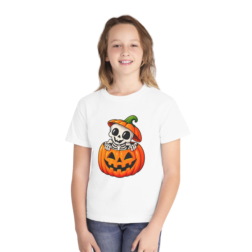 Pumpkin Bones Halloween T-Shirt - Cute Skeleton Youth Tee