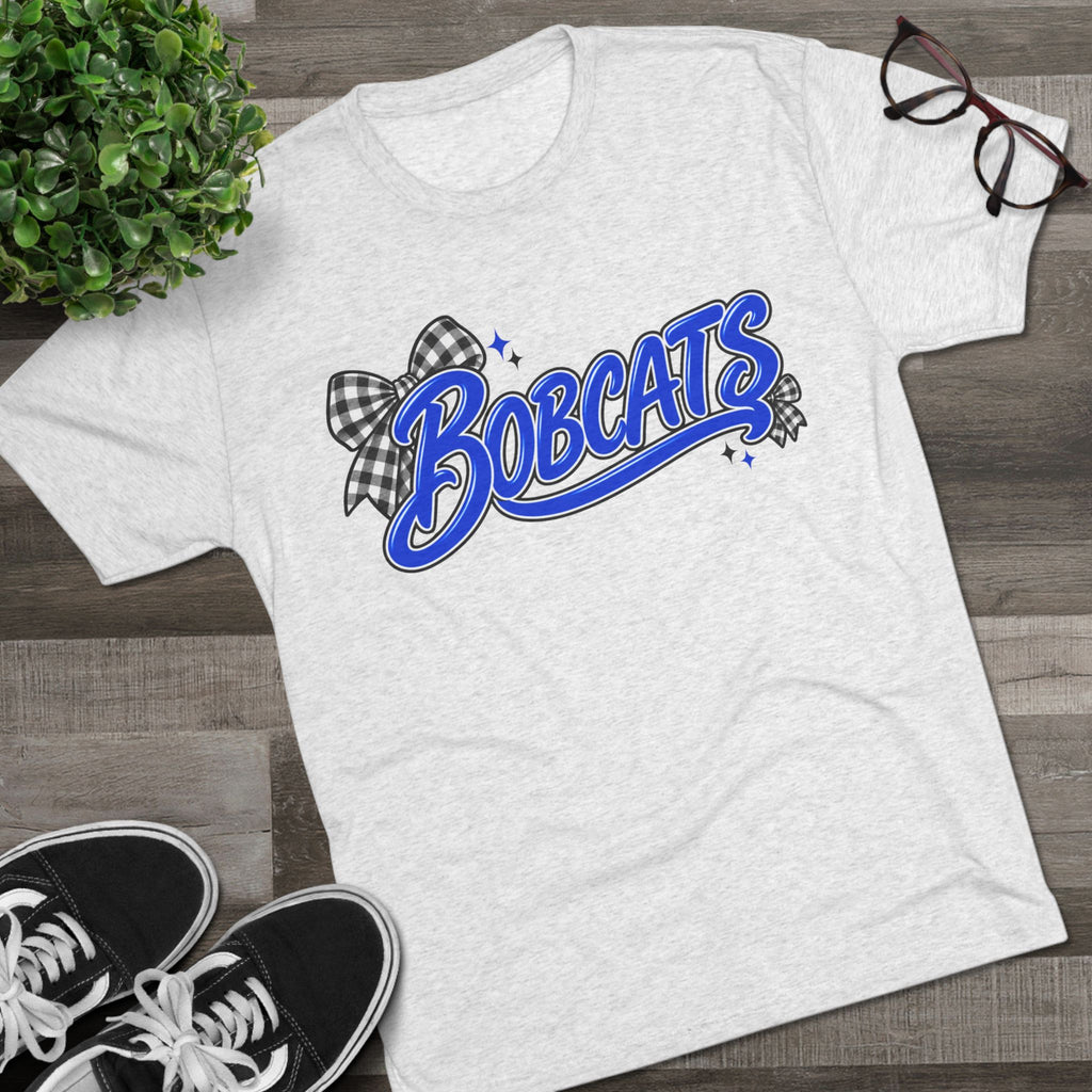 Bobcats T-Shirt - Retro Script with Gingham Bow
