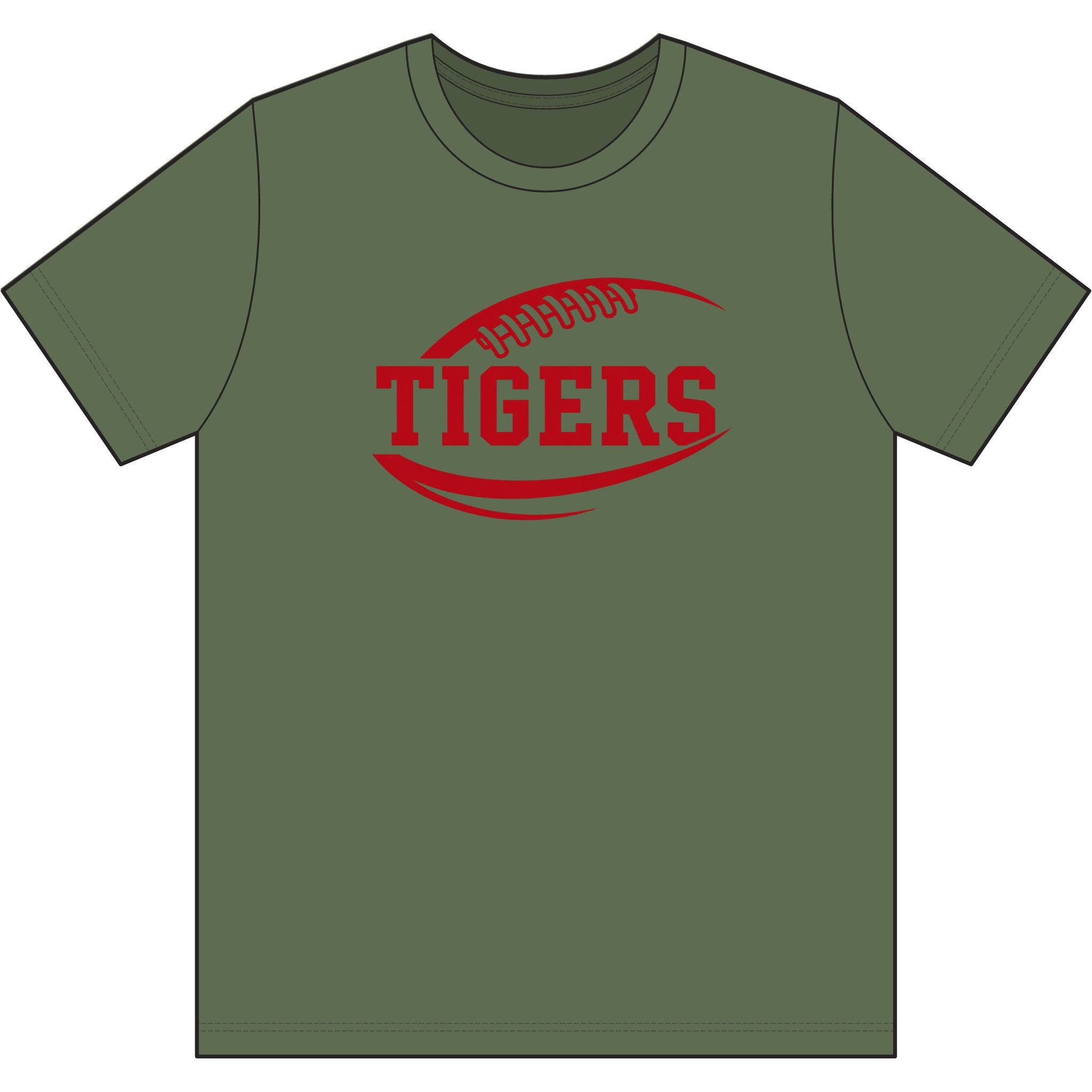 Tigers Football Camo Tee - Red Football Graphic T-Shirt
