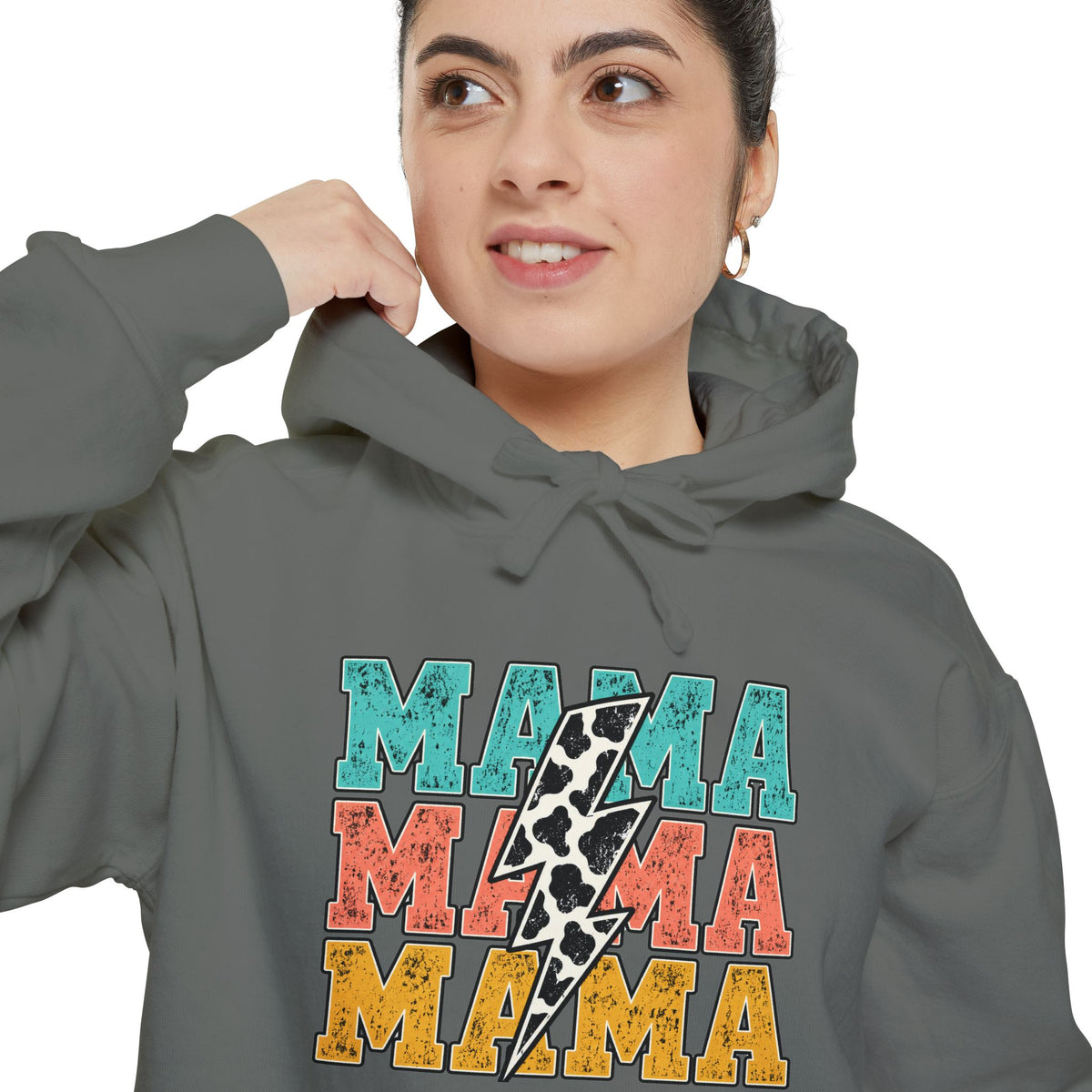 Retro MAMA Cow Print Hoodie