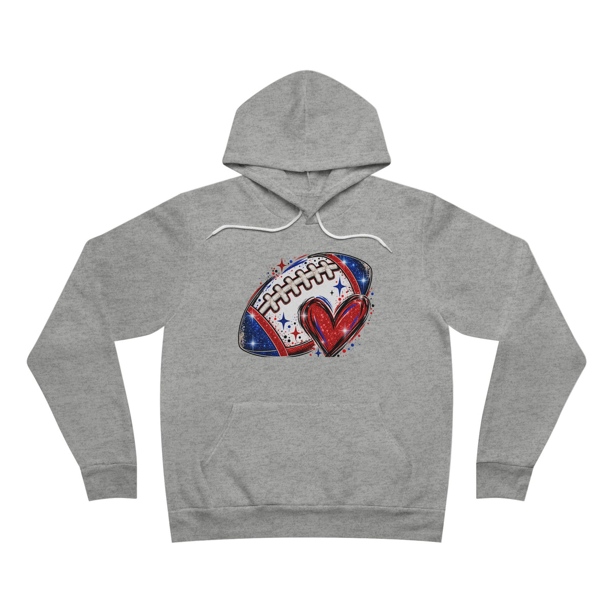 Football Heart Hoodie - Red & Royal Glitter Game Day Sweatshirt