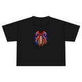 Leopard Football Bow Crop Tee - Royal Blue Game Day Shirt
