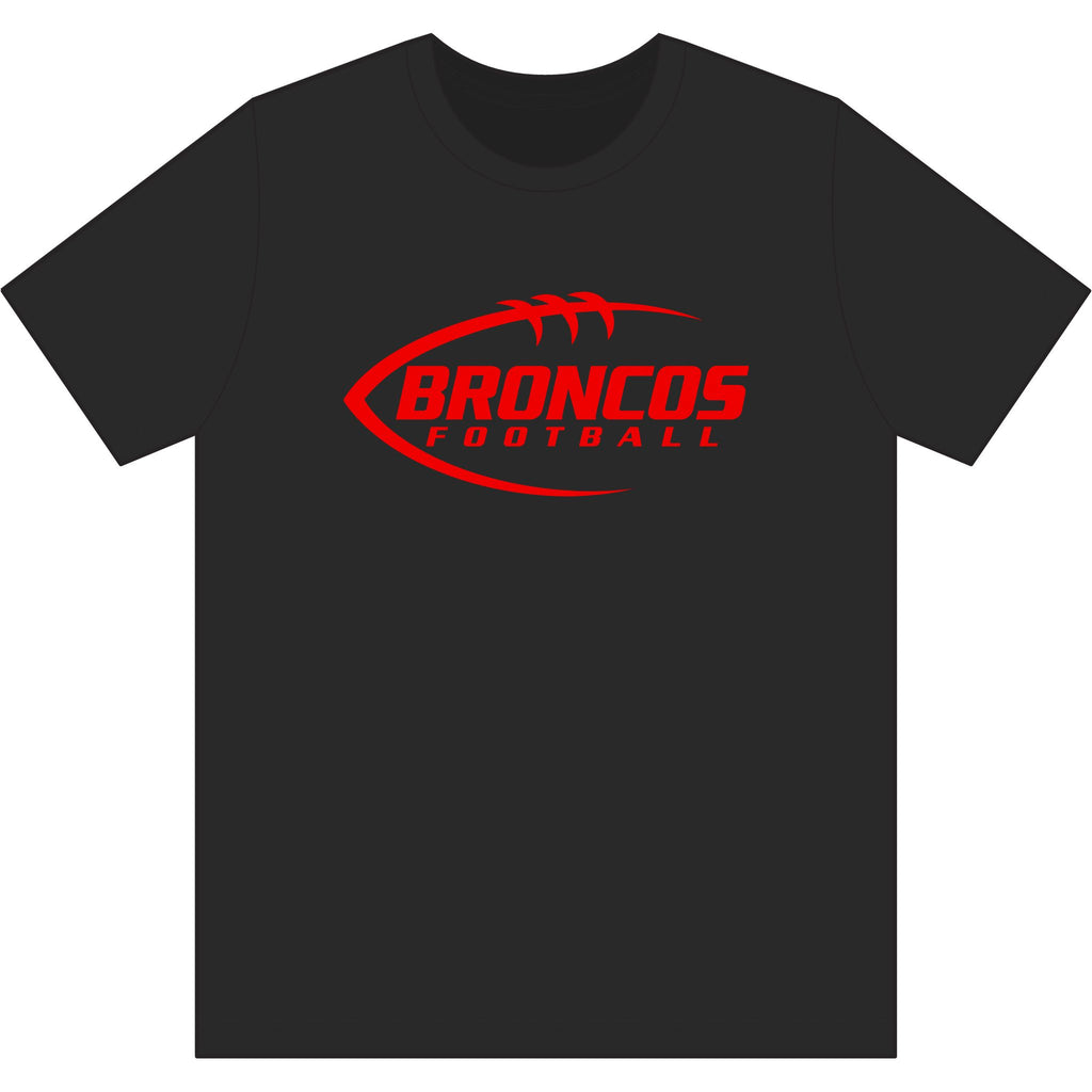 Broncos Football Tee — Red Logo Graphic T‑Shirt