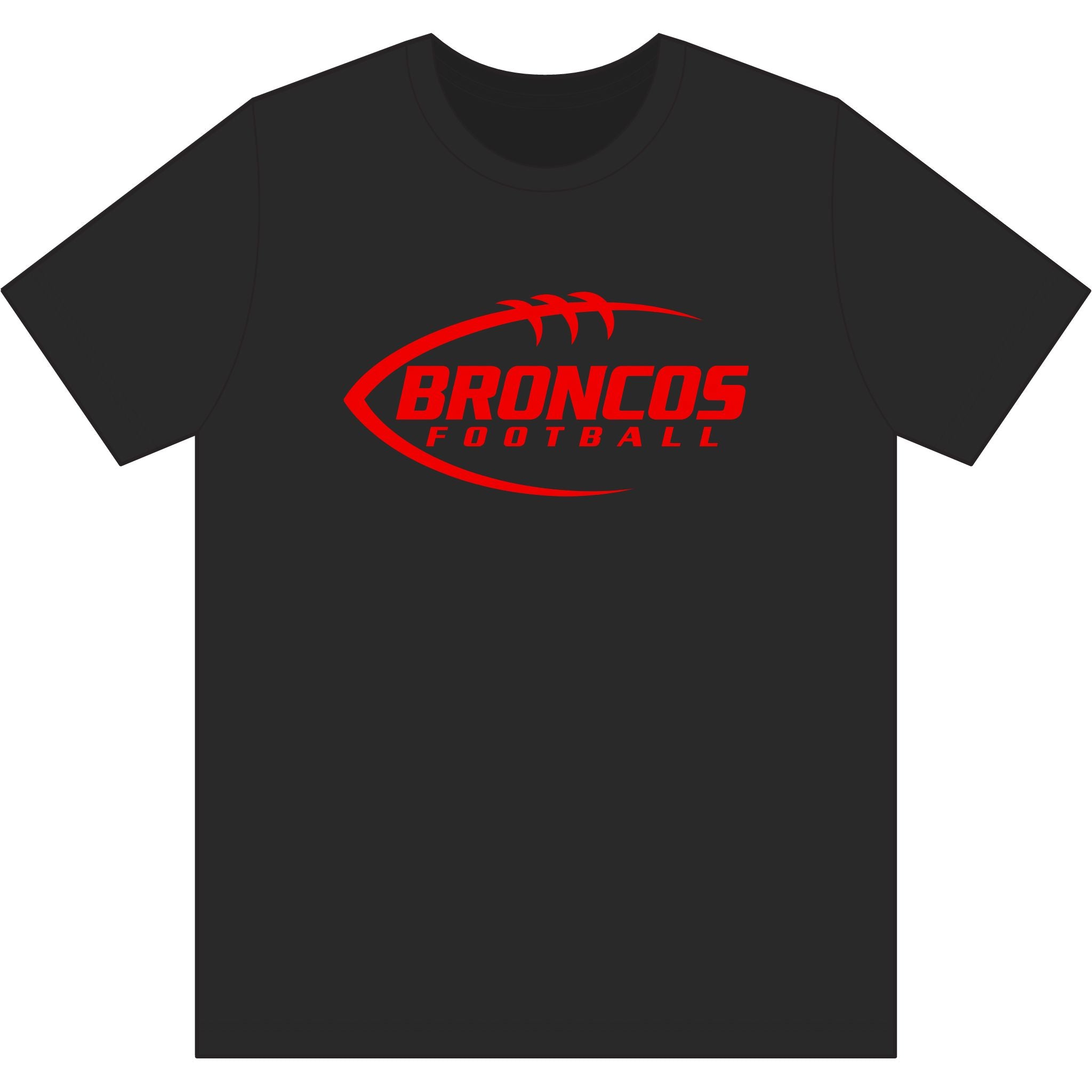 Broncos Football Tee — Red Logo Graphic T‑Shirt