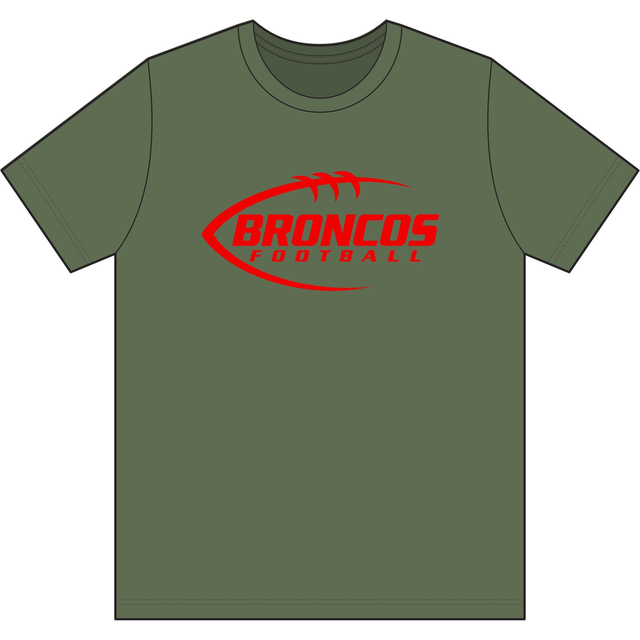 Broncos Football Tee — Red Logo Graphic T‑Shirt