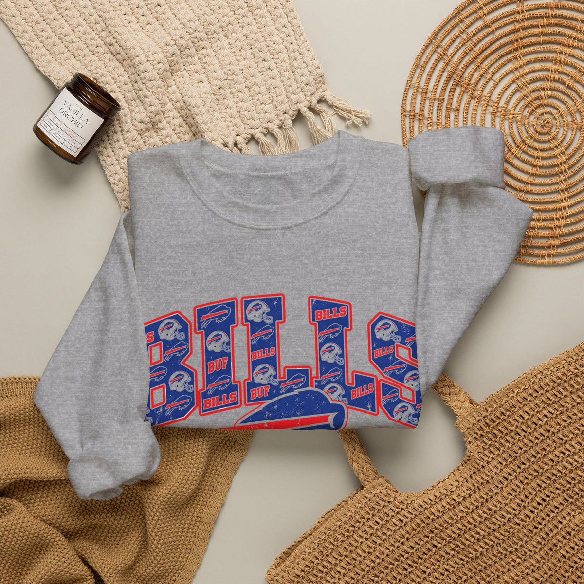 Buffalo Bills Patterned Game Day Crewneck Sweatshirt