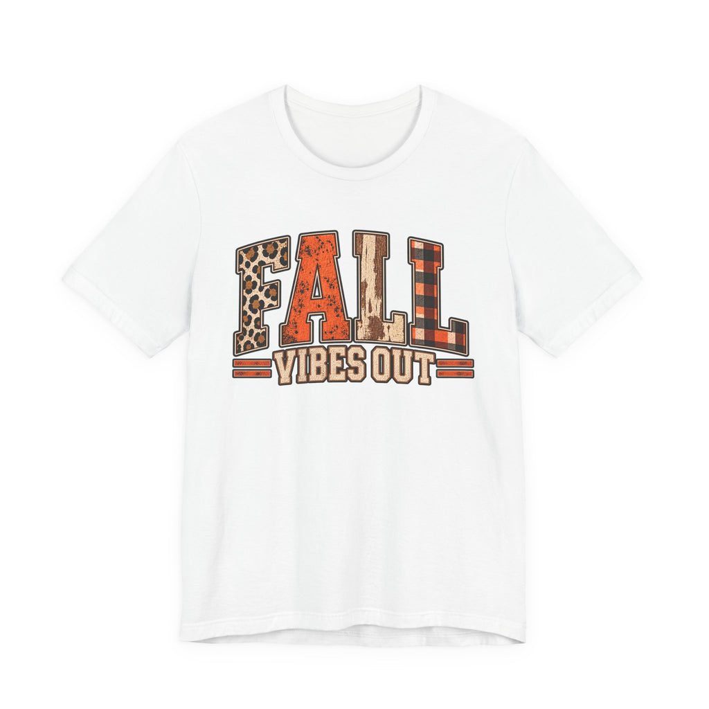 Fall Vibes Out T-Shirt - Leopard, Plaid & Rustic Autumn Tee