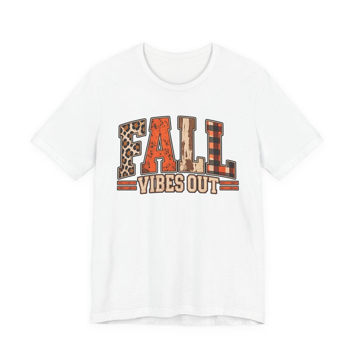 Fall Vibes Out T-Shirt - Leopard, Plaid & Rustic Autumn Tee