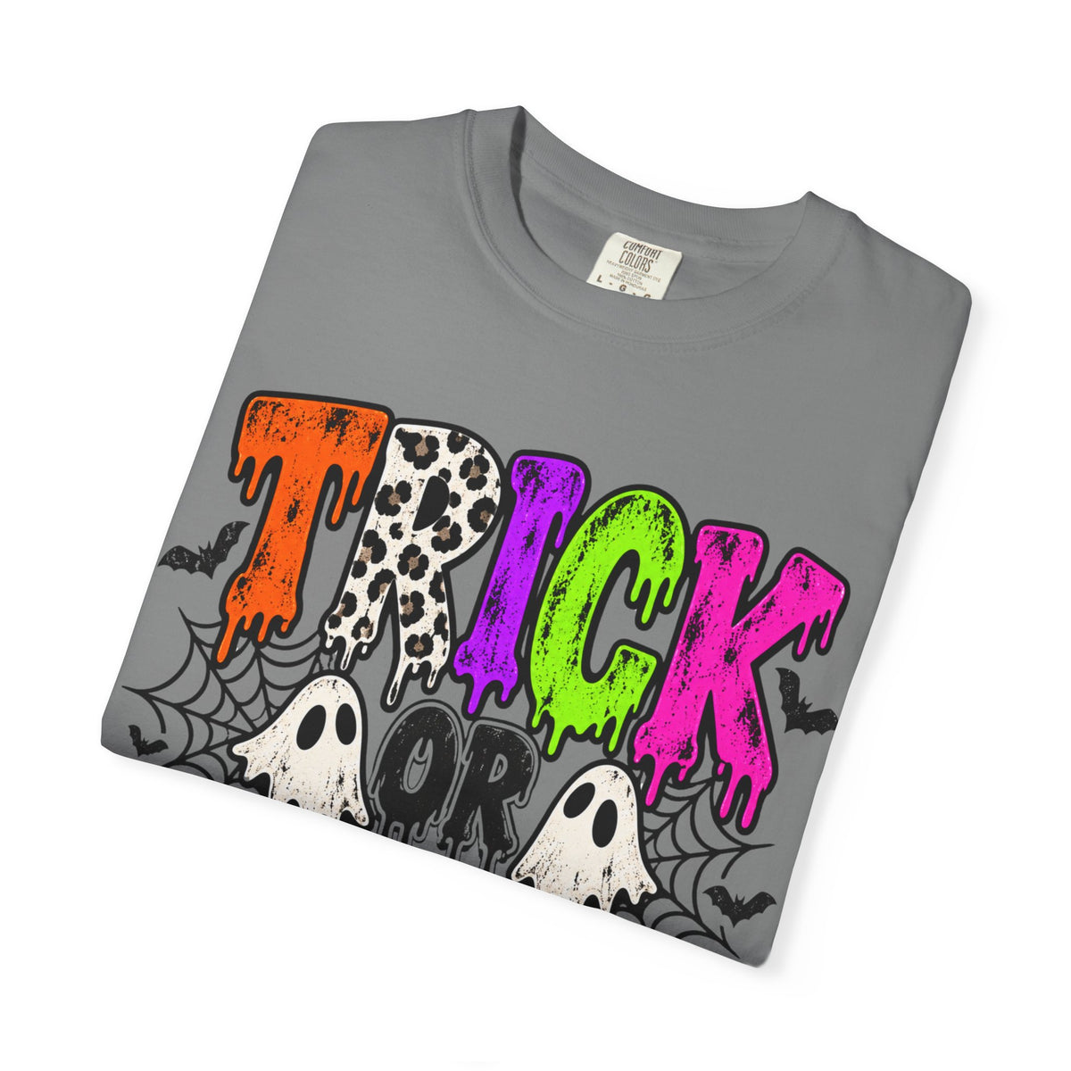 Trick or Treat Halloween Tee - Retro Ghost & Checkerboard T-Shirt