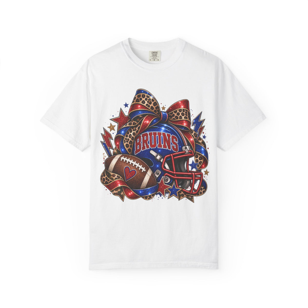Bruins Football Comfort Colors Tee - Leopard Bow Game Day Shirt