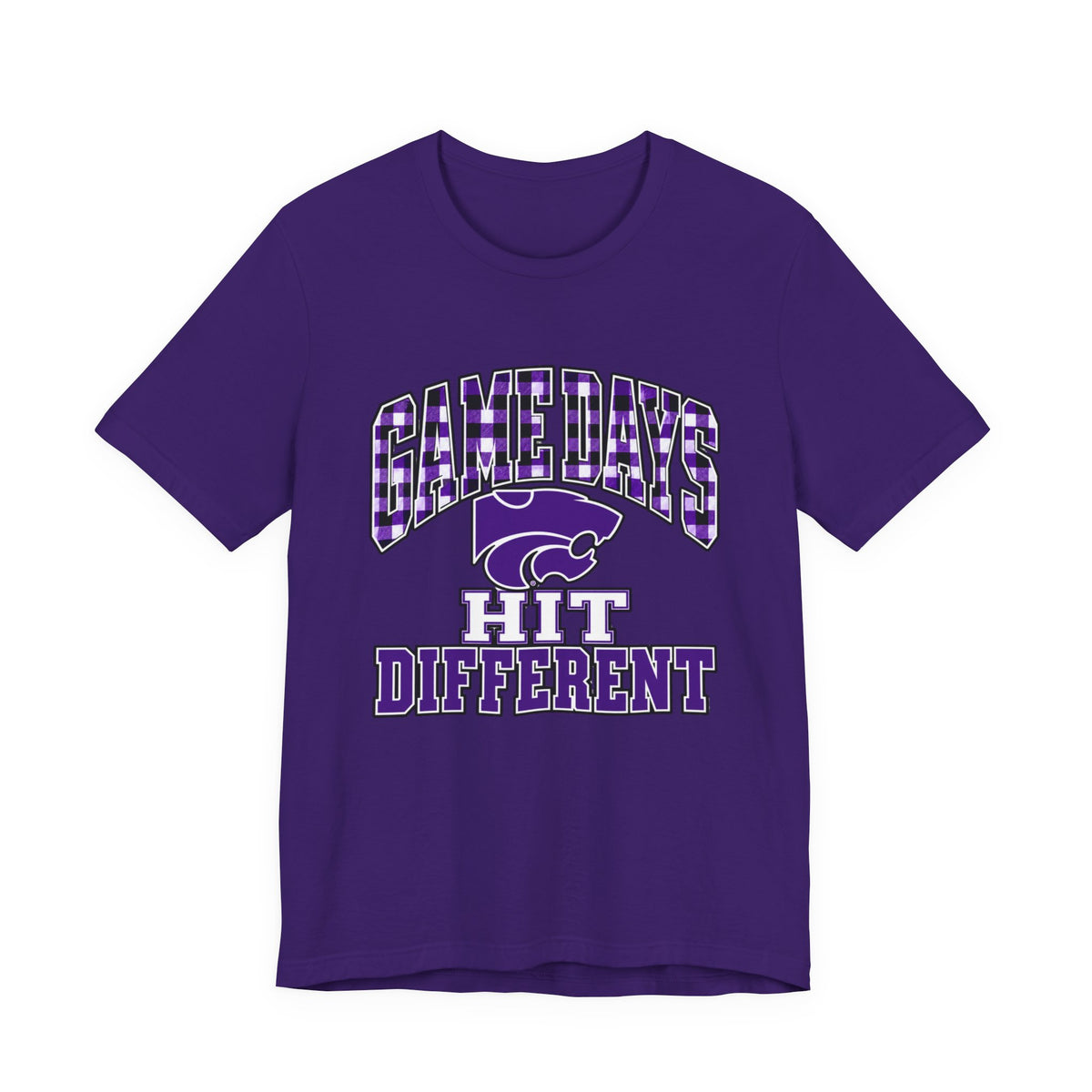 Game Days Hit Different Wildcats Tee - Purple Plaid Game Day Shirt