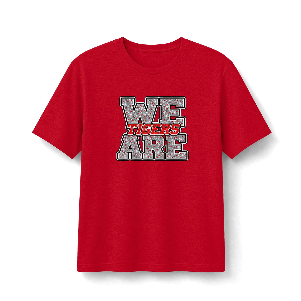 We are Tigers Red & Silver Sparkle Bella+Canvas Tee