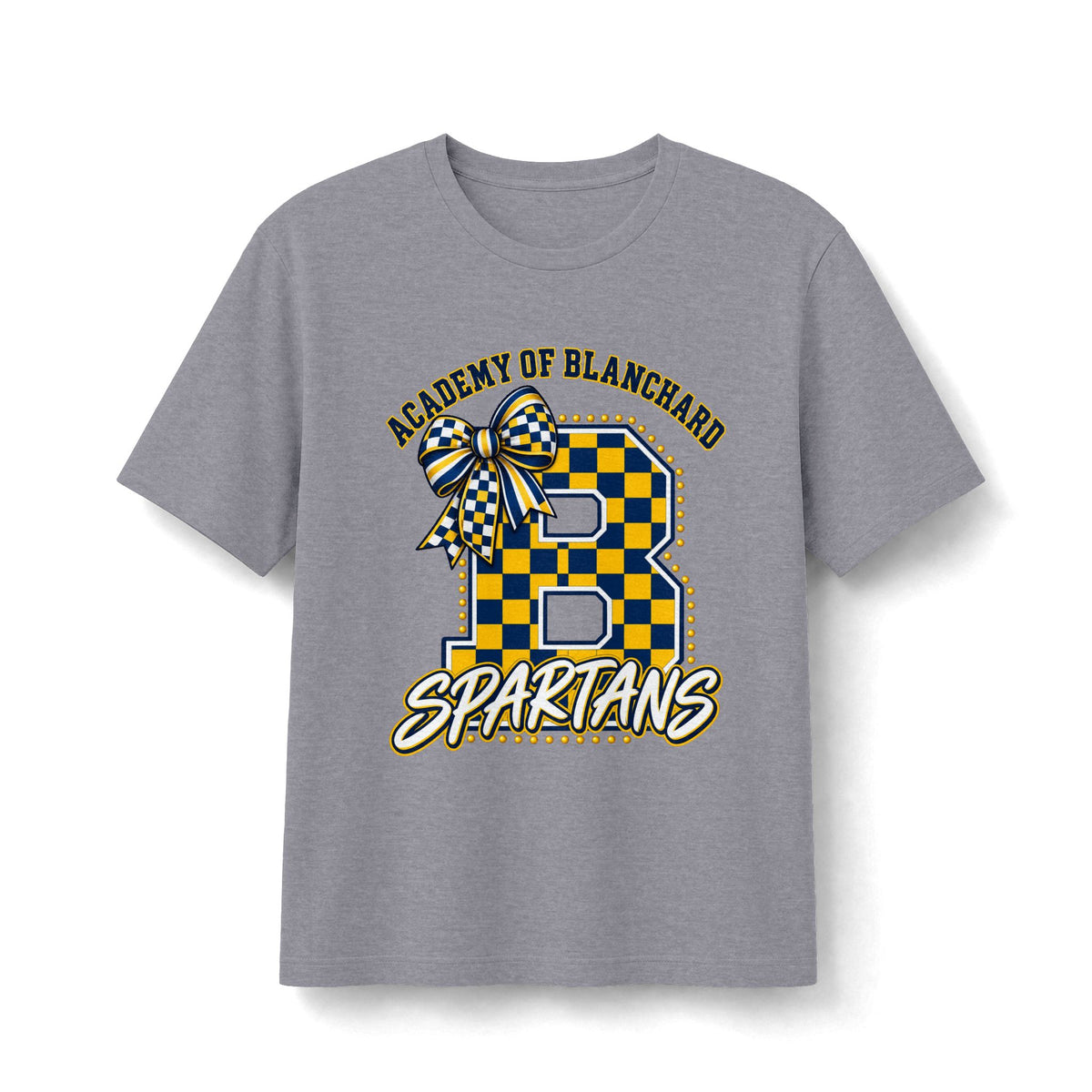 Academy of Blanchard Spartans Bow T-Shirt - Checkered Tee