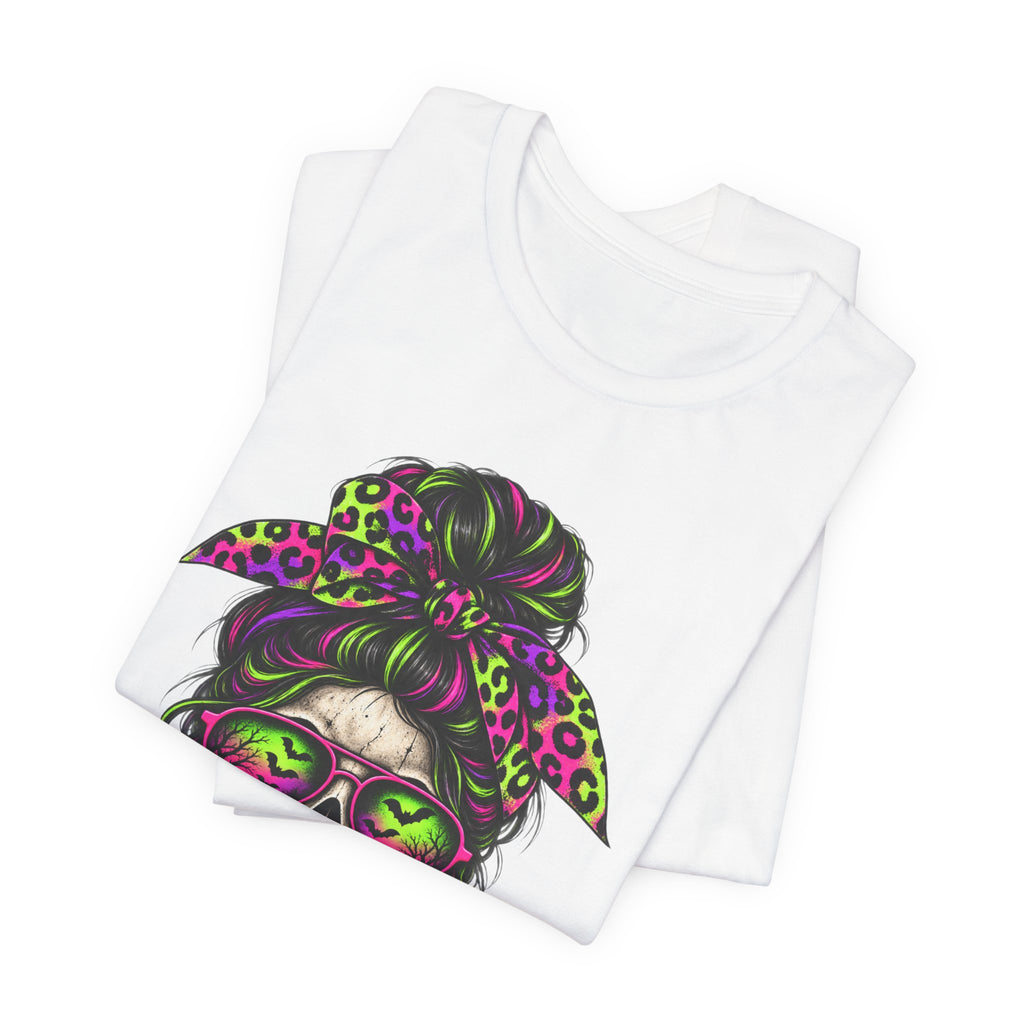 Neon Skeleton Girl T-Shirt - Colorful Halloween Graphics Tee