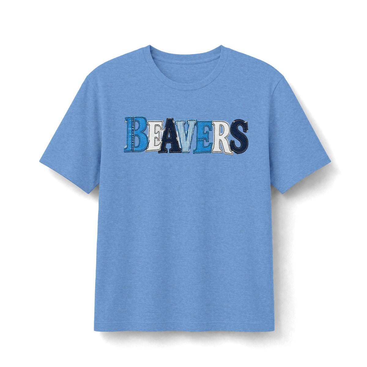 Beavers Denim Patchwork Tee - Bella+Canvas Heather CVC