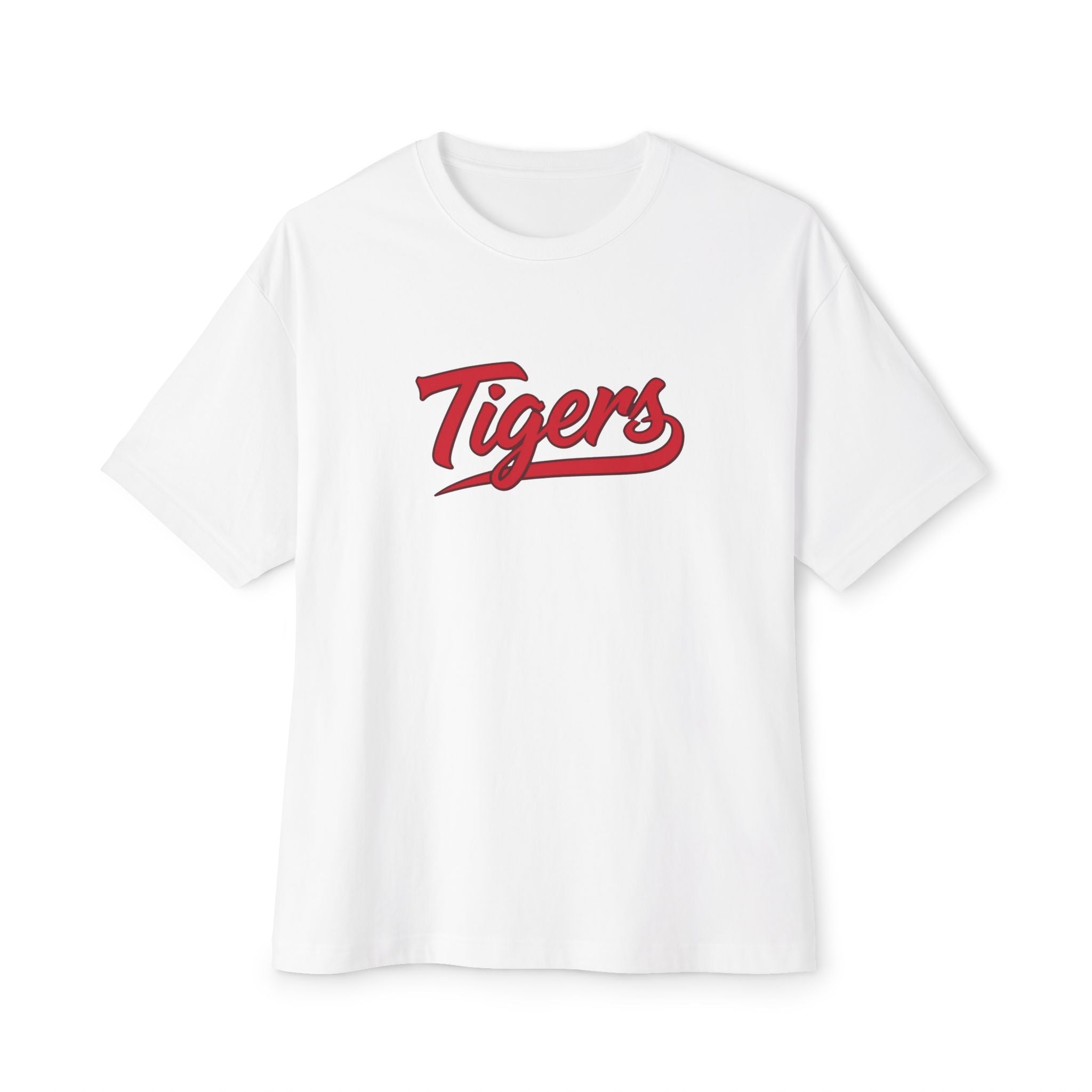 Tigers Script Tee | White oversized boxy T-shirt