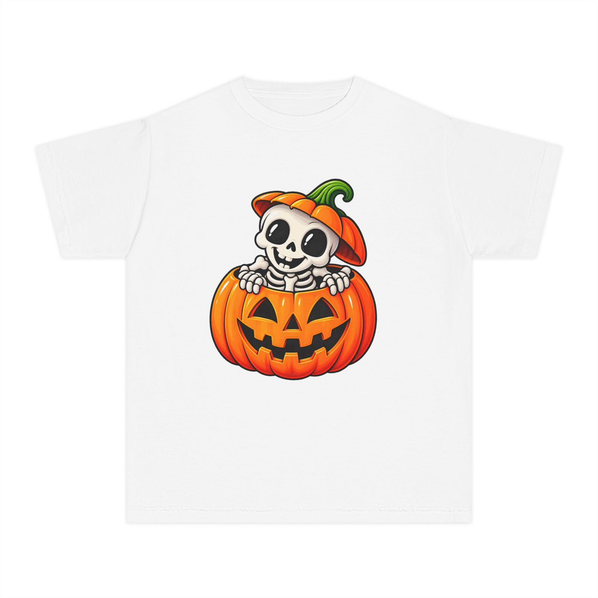 Pumpkin Bones Halloween T-Shirt - Cute Skeleton Youth Tee