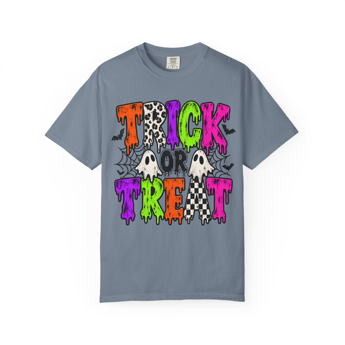 Trick or Treat Halloween Tee - Retro Ghost & Checkerboard T-Shirt