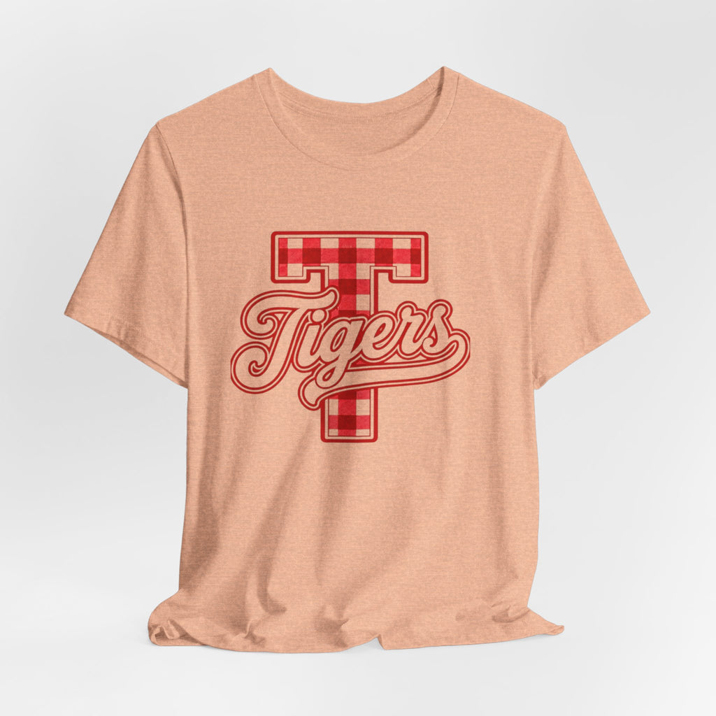 Tigers Plaid Varsity Tee - Preppy Script T-Shirt
